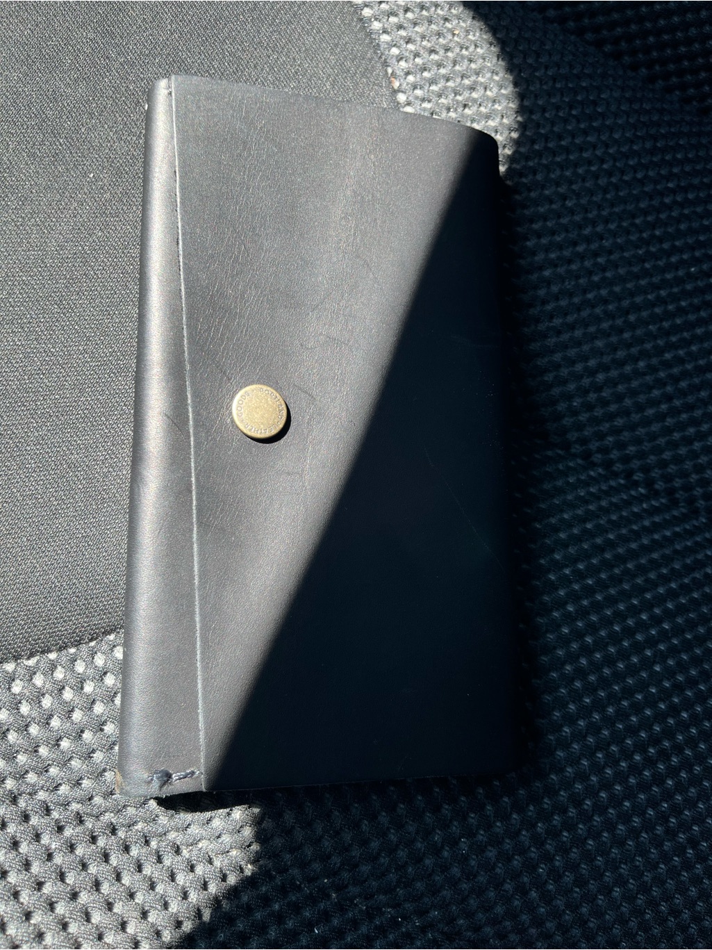 Black Leather Snap Card  Passport Wallet